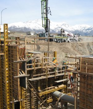 A construction site with many workers on it