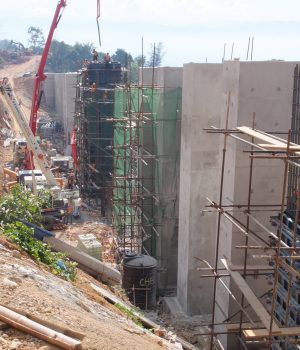 A construction site with many workers on it